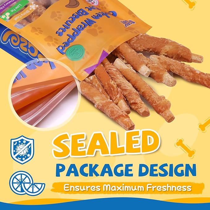 gazeupon Dog Treats, Chicken Wrapped Oat Biscuits Stick, Dog Chews for Training w/Glucosamine Chondroitin, Rawhide Free