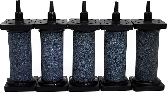 ALEGI Aquarium Air Stone Cylinder Bubbler with Plastic Shield for Hydroponic, Fish Tank (A3080 5pcs)