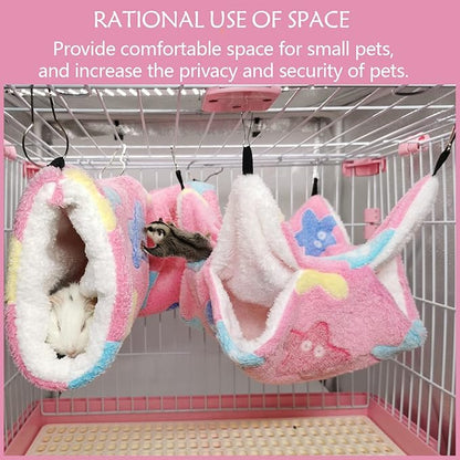 LEFTSTARER Guinea Pig Ferret Rat Hammock Toy Small Animal Cage Accessories Hideout Tunnel & Bunkbed Hammock for Rat Ferret Guinea Pig Hamster Sugar Glider Chinchilla