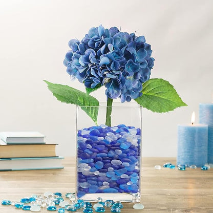 Sea Glass Stones - 2.9LB/46.4oz Blue Mixed Frosted Glass Pebbles Gemstones - Perfect for Aquarium Rocks, Fish Tank Gravel, Vase Fillers, Seaglass DIY Crafts, and Home Decor