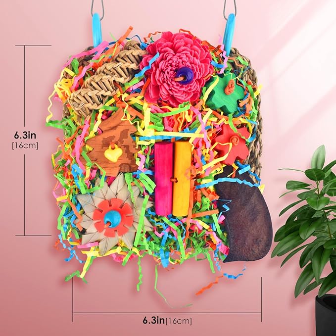 KATUMO Bird Toys, Parakeet Toys Bird Grass Mat Parrot Shredder Toys Lovebird Forage Toys for Cockatiel Conure Lovebird Parakeet Small-Medium Birds