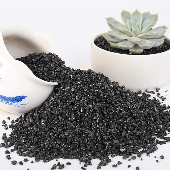 TOYPOPOR 6lb Succulents and Cactus Black Sand, Décor & Additive Tiny Stones, DIY Rocks Gravel, Decorative Pebbles for Bonsai, Fairy Gardening, Terrarium, Vases Fillers, Top Dressing