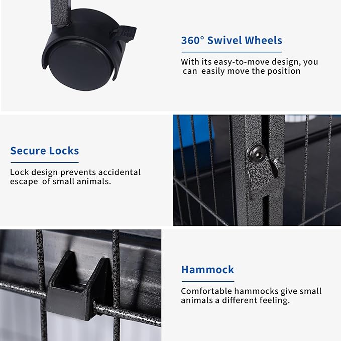 Polar Aurora Metal Small Animal Cage 6 Tiers Homes for Pets Removable Ferret Cage with Lockable Wheels, 59" H Deluxe Chinchilla Cage with Hammock and Removable Tray (XL)