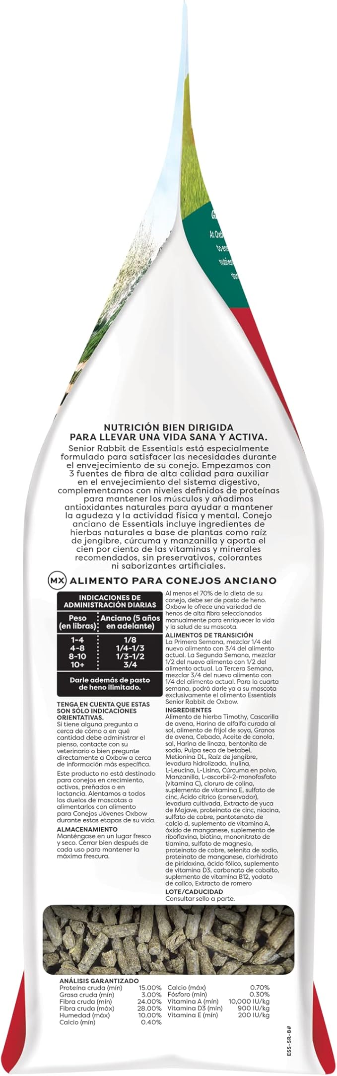 Oxbow Essentials Rabbit Food, Senior, Made with Oxbow Alfalfa for Rabbit, Vitamin & Mineral Rich Pet Pellets, Small Animal Pet Products, Bunny Food, Made in USA, High Fiber, 8 lb. Bag