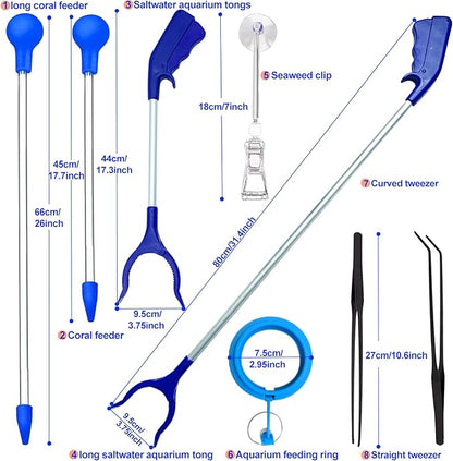 31.5Inch Long Corals Grabber,reefs Feeders,Aquarium Veggie Feedting Tool,Aquarium Food Clip Feeding(Long Reef Grabber and Coral Feeder Kits(Anti-Rust)