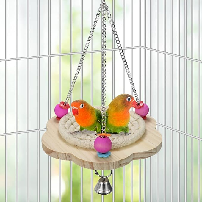 Wontee Bird Nest Parrot Breeding Nest Bed Bird Hanging Swing for Budgies Parakeets Conures Cockatiels Caique Senegal Parrot (Cotton Rope)