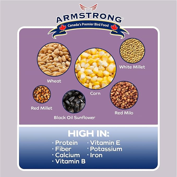 Armstrong Wild Bird Food All Season Bird Seed Blend, 8.8 Pounds - with Cut Corn, Wheat, White & Red Millet, Black Oil Sunflower Seeds for Blue Jays, Dark-Eyed Juncos and Mourning Doves