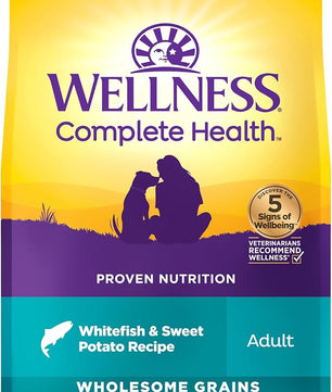 Wellness Complete Health Dry Dog Food with Grains, Natural Ingredients, Made in USA with Real Meat, All Breeds, For Adult Dogs (Whitefish & Sweet Potato, 15-Pound Bag)