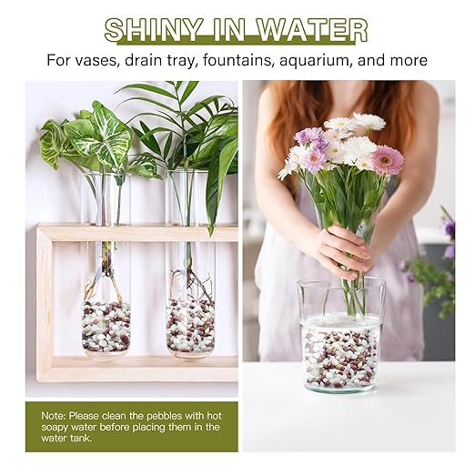 NUPICK 12 lbs Pebbles for Indoor Plants, 3/8 Inch Pea Gravel for Fish Tank, Polished Decorative Rocks for Succulent, Natural River Stones for Vases, Cactus, Landscaping, Bird Bath, Colorful Mixed