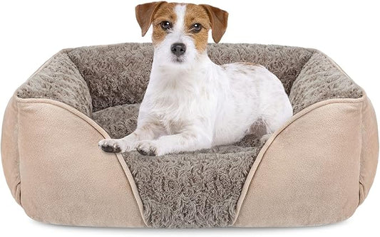 INVENHO Medium Dog Bed for Large, Small Dogs - Rectangle, Washable, Orthopedic, Soft, Calming, Durable Pet Cuddler with Anti-Slip Bottom (M: 25"x21"x8")