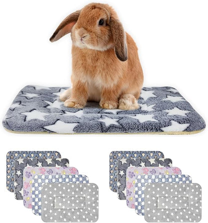10PCS Guinea Pig Bed Soft Rabbit Bedding Cage Liner Warm Bunny Mats Pee Pads Fleece Blanket Plush Hamster Sleep Beds Ferret Squirrel Hedgehog Rat