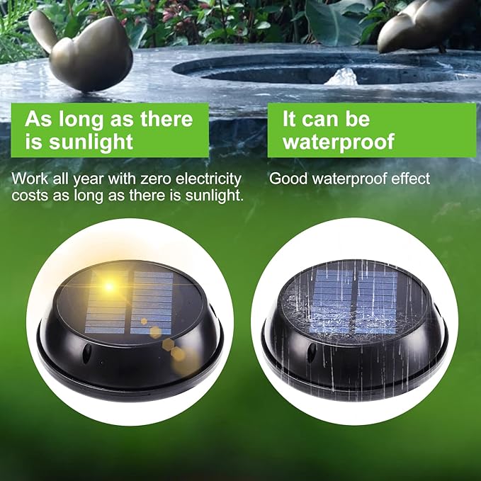 Bird Bath Solar Swing Device, Stainless Steel Bird Bath Bubble Device, Suitable for Garden Ponds, Pool Scenery, Oxygen and Water Enhancers