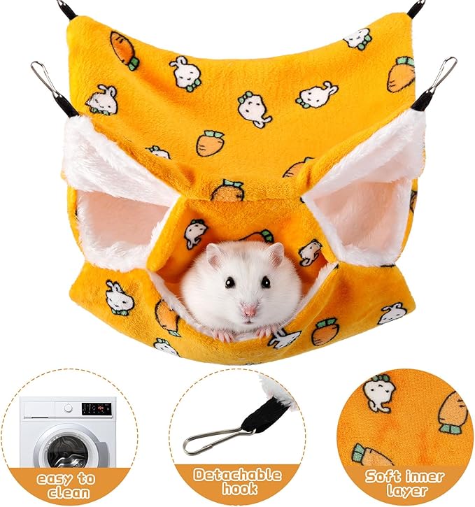 Sadnyy 6 Pieces Guinea Pig Rat Hammock Three Layer Ferret Bed Small Animal Hanging Pet Cage Hammock for Chinchilla Rat Sugar Glider Squirrel Reptiles(Trendy Pattern)