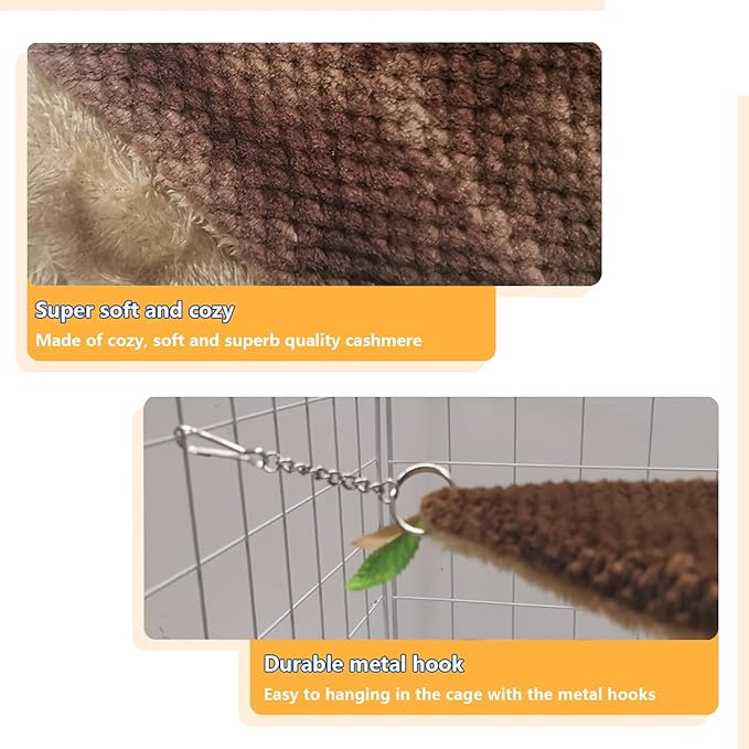 LEFTSTARER Guinea Pig Ferret Rat Hammock Toy Small Animal Cage Accessories Hideout Tunnel & Bunkbed Hammock for Rat Ferret Guinea Pig Hamster Sugar Glider Chinchilla, 1.Forest Hammock Set