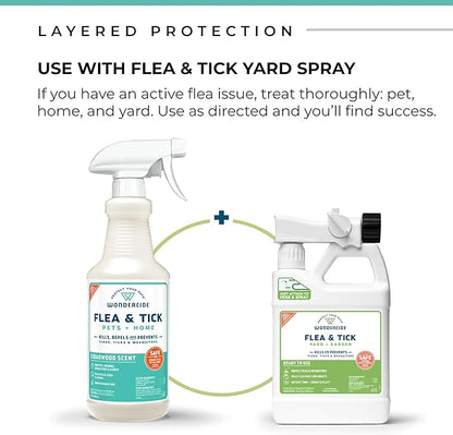 Wondercide - Flea, Tick & Mosquito Spray for Dogs, Cats, and Home - Tick Killer, Control, Prevention, Treatment - with Natural Essential Oils - Pet and Family Safe - Cedarwood 16 oz