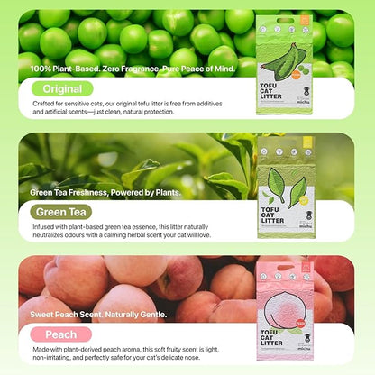 Tofu Cat Litter Natural Clumping Tofu Cat Litter, Fast Clumping and Easily Scoop-able 5.5lb/88oz 5 Scents - Watermelon, 6 Pack