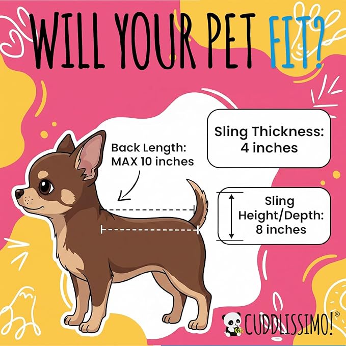 Pet Sling Carrier - Carefully Sized for Teacup & Toy Breed Puppies & Cats (Under 6lb) - Soft Pouch for Small Dogs, Yorkies, Chihuahuas - Ideal for Hands-Free Travel & Walks (Pink)