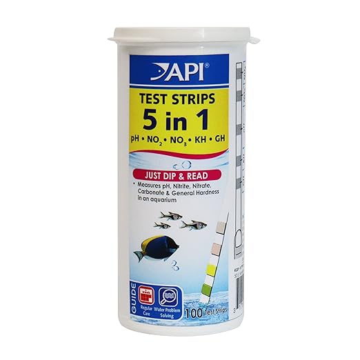 API 5-IN-1 TEST STRIPS Freshwater and Saltwater Aquarium Test Strips 100-Count Box