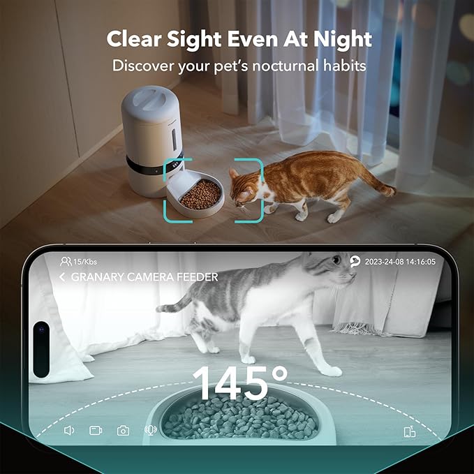 PETLIBRO Automatic Cat Feeder with Camera, 1080P HD Video with Night Vision, 5G WiFi Pet Feeder with 2-Way Audio, Low Food & Blockage Sensor, Motion & Sound Alerts for Cat & Dog Single Tray