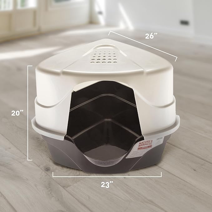 Nature’s Miracle Hooded Corner Litter Box, With Odor Control Charcoal Filter (P-5915)