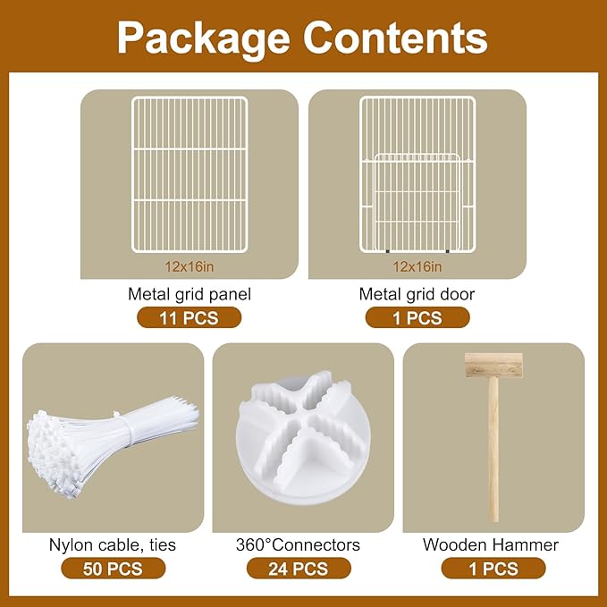 12 Panels Small Animal Playpen,Pet Playpen,C&C Cage for Guinea Pigs,Puppy Play Pen,Bunny Playpen Indoor Outdoor, Portable Metal Wire Yard Fence(White)