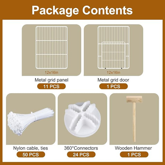 12 Panels Small Animal Playpen,Pet Playpen,C&C Cage for Guinea Pigs,Puppy Play Pen,Bunny Playpen Indoor Outdoor, Portable Metal Wire Yard Fence(White)