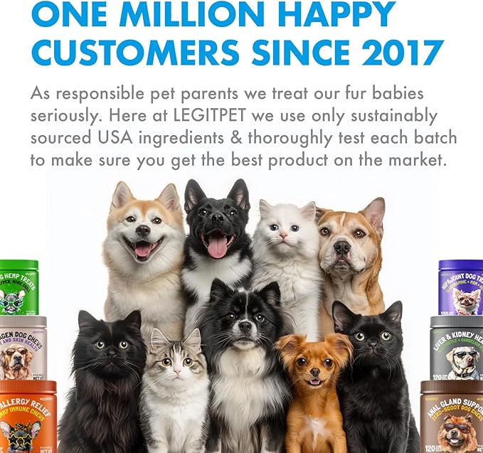 Dog Vitamins - 120 Multivitamins Chews w/Glucosamine Chondroitin, Probiotics Digestive Enzymes and Omegas - Supplement for Overall Health - Joint Support, Immune Health, Skin and Heart Health