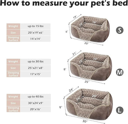 INVENHO Medium Dog Bed Rectangle Washable Orthopedic Soft Calming Sleeping Durable Pet Cuddler with Anti-Slip Bottom