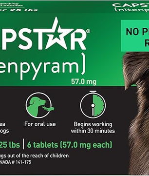 CAPSTAR Oral Flea Treatment for Dogs, Fast Acting Tablets Start Killing Fleas in 30 Minutes, Medium & Large Dogs (Over 25 lbs), 6 Doses