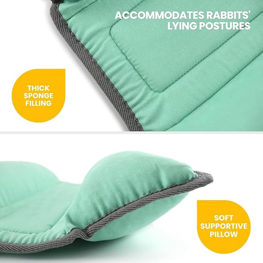 Rabbit Bed, Washable Bunny Pillow, Reversible Lounger Pad, Soft Small Animal Bedding, Stress Relief Pet Mat for Kittens, Guinea Pigs, Puppies