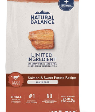 Natural Balance Limited Ingredient Adult Grain-Free Dry Dog Food, Salmon & Sweet Potato Recipe, 12 Pound (Pack of 1)