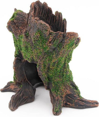 AQUA KT Aquarium Landscape Tree Stump Trunk Hollow Betta Cichlid Cave Rocks for Fish Hiding Tank Decoration Decorations