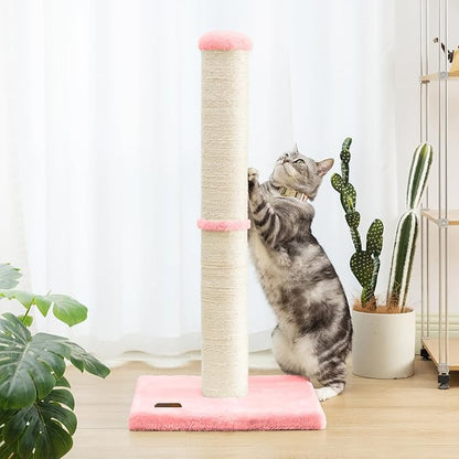 34inch Cat Scratching Post with Natural Sisal Rope 4.3Inch Large Diameter Scratcher Post Tree for Indoor Cats Pink