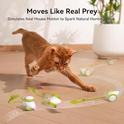 Cheerble Interactive Cat Toys for Indoor Cats, Automatic Moving Kitten Toys, Wicked Mouse Neo Cat Toy with Tail & Lights, Pet Cat Supplies, Rechargeable Cat Toys for Bored Indoor Adult Cats,Green
