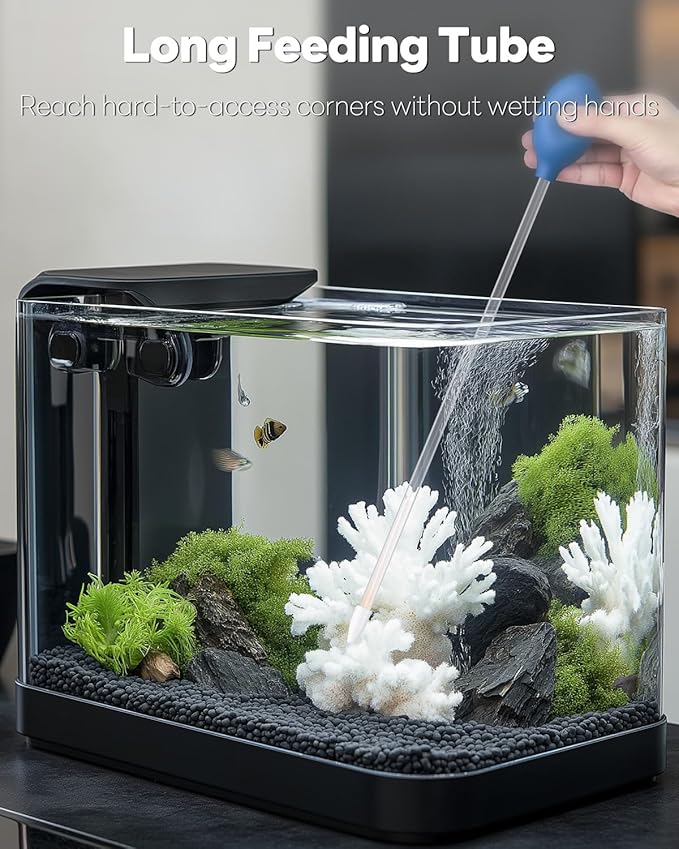 Pawfly Aquarium Coral Feeder - 15.7 Inch Long Pipette for Fish Tank Food Feeding, Manual Tube, Excreta Cleaner, Long Acrylic Syringe for Reef Marine Shrimp Aquatic Plants