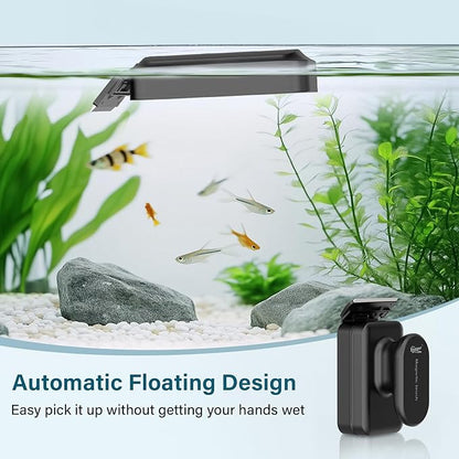 hygger Aquarium Magnetic Glass Clean Tool, Algae Scraper for 0.2-0.6 Inch Thick Fish Tank Floating Scrubber Brush with Two Detachable Blades (S)