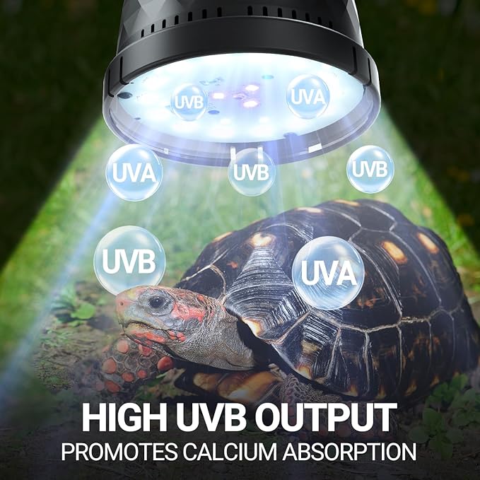REPTI ZOO UVB Light Bulb for Reptile, 5.0 & 10.0 UVB UVA Reptile Light Bulb for Bearded Dragon Lizard Tortoises Snake Chameleon, Full Spectrum Sun Lamp Energy-Efficient & Natural Sunlight Simulation