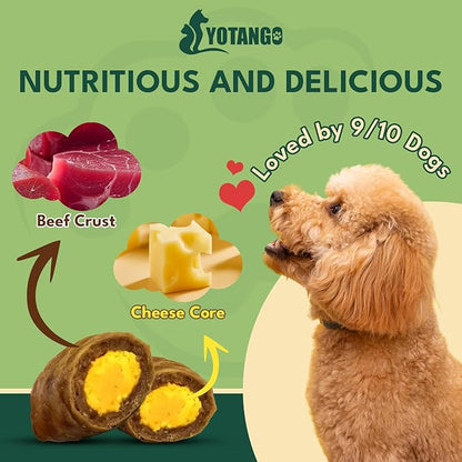 YOTANGO Dog Flea and Tick Support Crunchy & Creamy Chewables, 500 Chews Natural Flea and Tick Support for Dogs Chewable, Skin and Coat Support, Flea Chews for Dogs and Puppies (Beef Flavor)