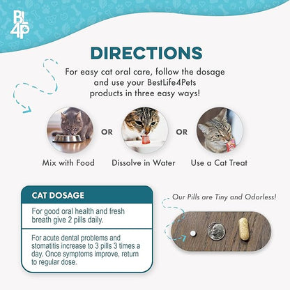 Cat Dental Supplement for Bad Breath, Tartar & Gum Support – Natural Oral Tablets for Fresh Breath, Teeth & Gum Wellness and Plaque Control – Odorless & Tasteless – 400 Easy-to-Give Pills