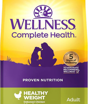 Wellness Complete Health Dry Dog Food with Grains, Natural Ingredients, Made in USA with Real Meat, All Breeds, For Adult Dogs (Healthy Weight - Chicken & Potatoes, 26-Pound Bag)