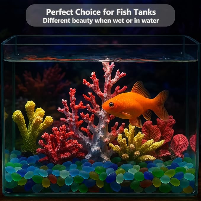 Sea Glass Stones - 2.9LB/46.4oz Red Frosted Glass Pebbles Gemstones - Perfect for Aquarium Rocks, Fish Tank Gravel, Vase Fillers, Seaglass DIY Crafts, and Home Decor