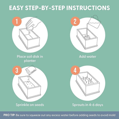 The Cat Ladies Organic Cat Grass Growing kit with Organic Seed Mix, Soil and Ceramic Planter with Bamboo Tray. Natural Hairball Control and Remedy for Cats