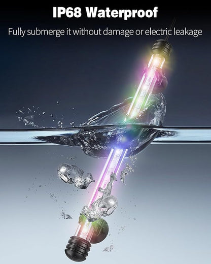 Pawfly 3 W Aquarium LED Light 11 Inch Underwater Fish Tank Light with Timer Auto On/Off Fish Tank Background Lights with 8 Lighting Modes Submersible Multi-Colored Tube Lights for Decoration