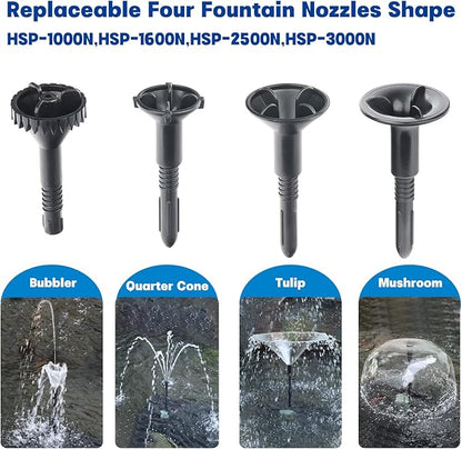 OYO WATER Pond Pumps Submersible Outdoor,792GPH Water Fountain Pump with Fountain Kits for Small Ponds