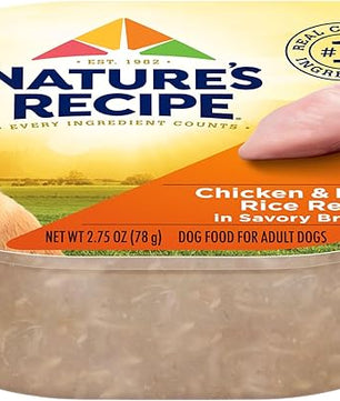 Nature's Recipe Wet Dog Food, Chicken in Broth Recipe, 2.75 Ounce Cup (Pack of 12) Package may vary