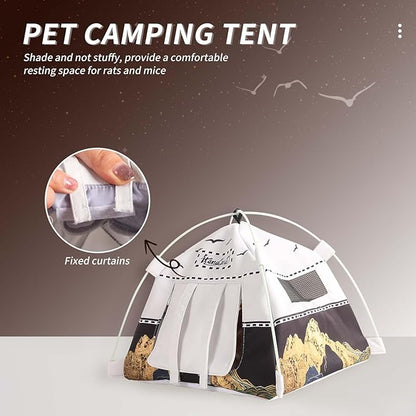 Hamster Mini Camping Tent Hideout, Syrian Hamster Tent House Rat Bed Without Installing, Lightweight & Easy to Clean, Suitable for Mouse, Fancy Rat, Chipmunk and Mini Guinea Pig (Grey)