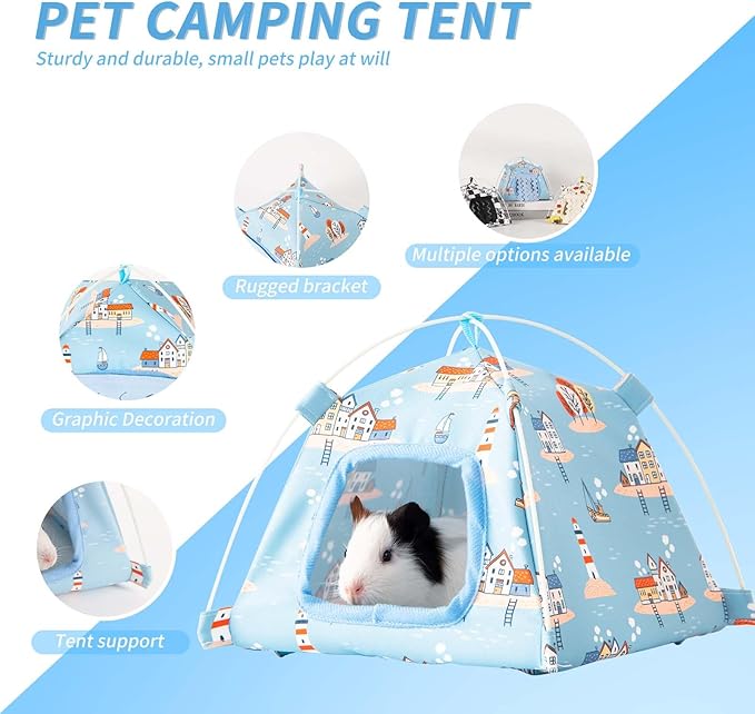 Hamster Mini Tent Hideout, No Bottom Lightweight & Easy to Clean, Rat Bed Without Installing Syrian Hamster Bed House, Suitable for Mouse, Fancy Rat, Chipmunk and Mini Guinea Pig (Black)