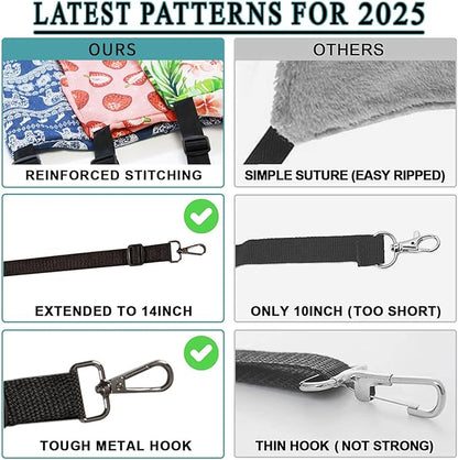 JSPYFITS Cat Cage Hammock with Ball,Double Layer Hanging Adjustable Soft Pet Bed Suit for Kitten Ferret Puppy Rabbit or Small Pet, 2 Level Indoor Bed for All Season(Pink Strawberries)