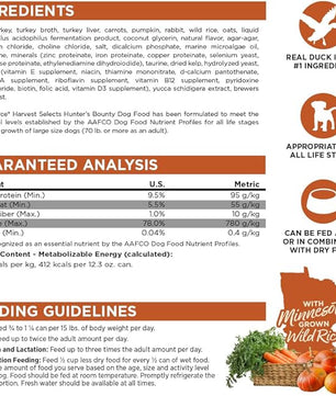 NutriSource Harvest Selects Hunter's Bounty Dog Cans, Premium Wet Dog Food, 12.3 Ounce (Pack of 12)