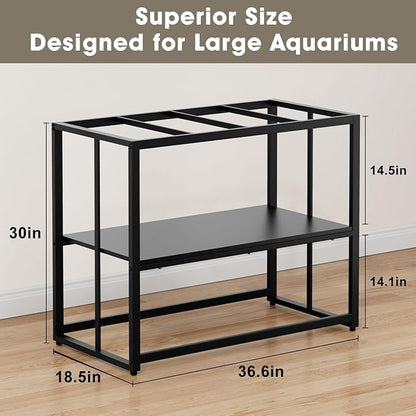 Urban Deco 40 Gallon Fish Tank Stand 660LBS Capacity For Aquarium Stand Metal Fish Tank Stand 38.2"x18.5"x29.5" Dual-Layer Design Terrarium Stand Ideal for Home and Office